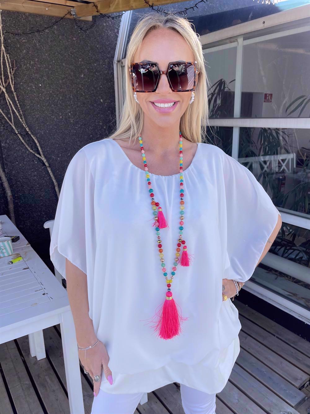 Tea - Top med løst chiffonstof udover